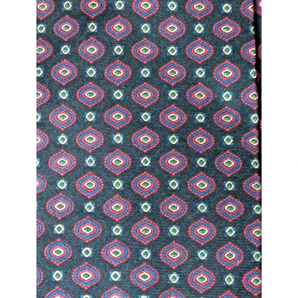 Tie 70s 80s 90s Y2K Mens Potomac Collections Silk Black Red Blue 4 Wide 54 Long